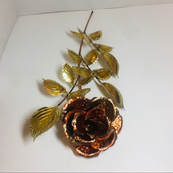 Vintage Brass & Copper Rose Wall Decor - Picture 2 of 7
